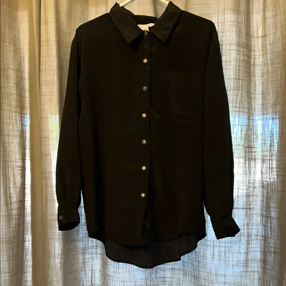 Classic Black Button Down Blouse - Picture 1 of 4